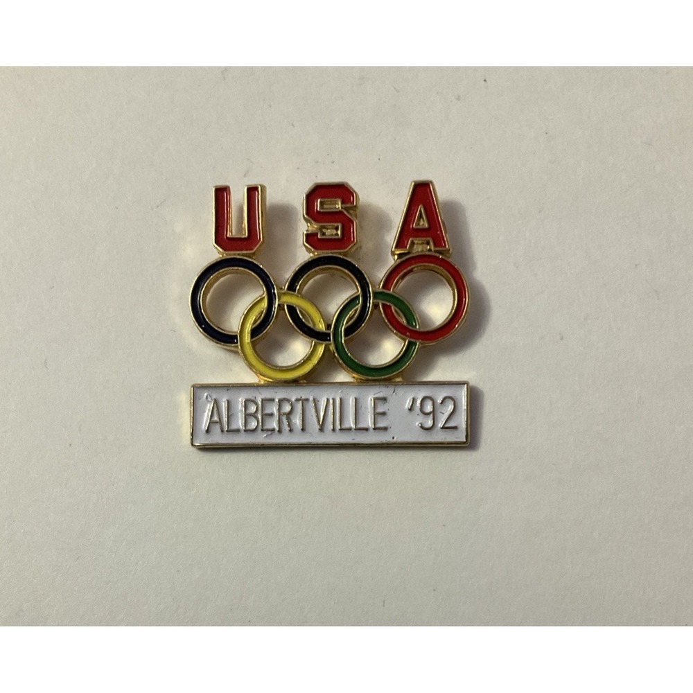 Vtg 1992 Albertville USA Olympic Lapel Pin Hat Pinback